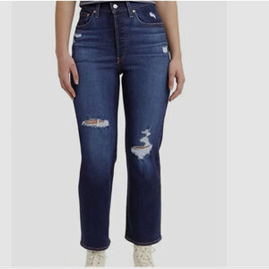 LEVI'S Ultra High-Rise Ribcage Straight Leg Distressed Ankle Jeans Women 29